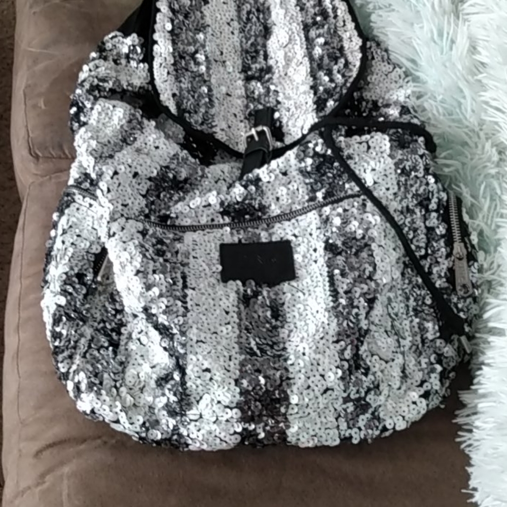 Victoria's secret sequin black and white backpack